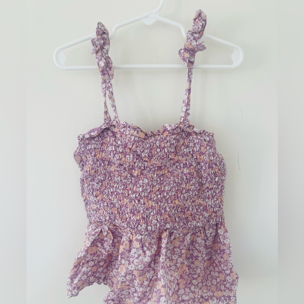 GAP Kids Purple Floral Smocked Top